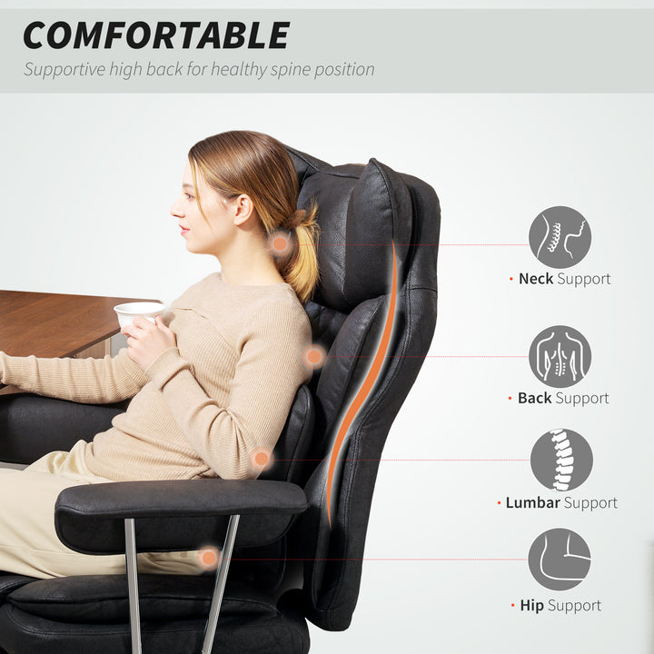 Leathaire Reclining Office Chair with Lumbar Support Pillow - Black