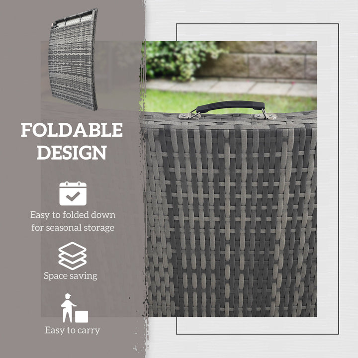 Rattan Folding Sun Lounger Outdoor Chair with Cushion and Pillow Mixed Grey