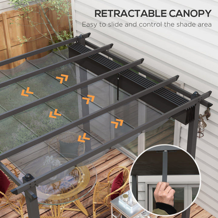 Outsunny 3 x 3(m) Aluminium Pergola with Retractable Roof, Garden Gazebo Canopy Sun Shade Shelter for Grill, Patio, Deck