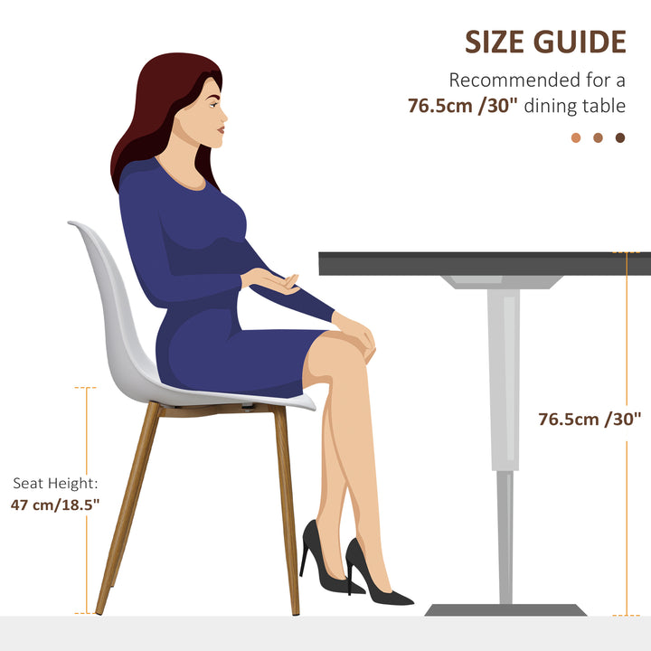 MCL Modern Dining Chairs Set of 4, Kitchen Chairs with Backrest and Steel Legs for Dining Room, Living Room, White