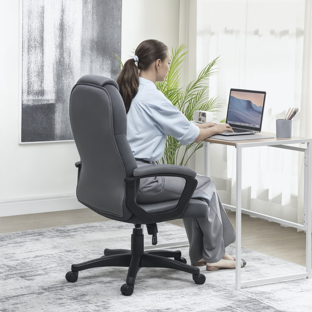 Faux Leather Office Chair - Charcoal Grey