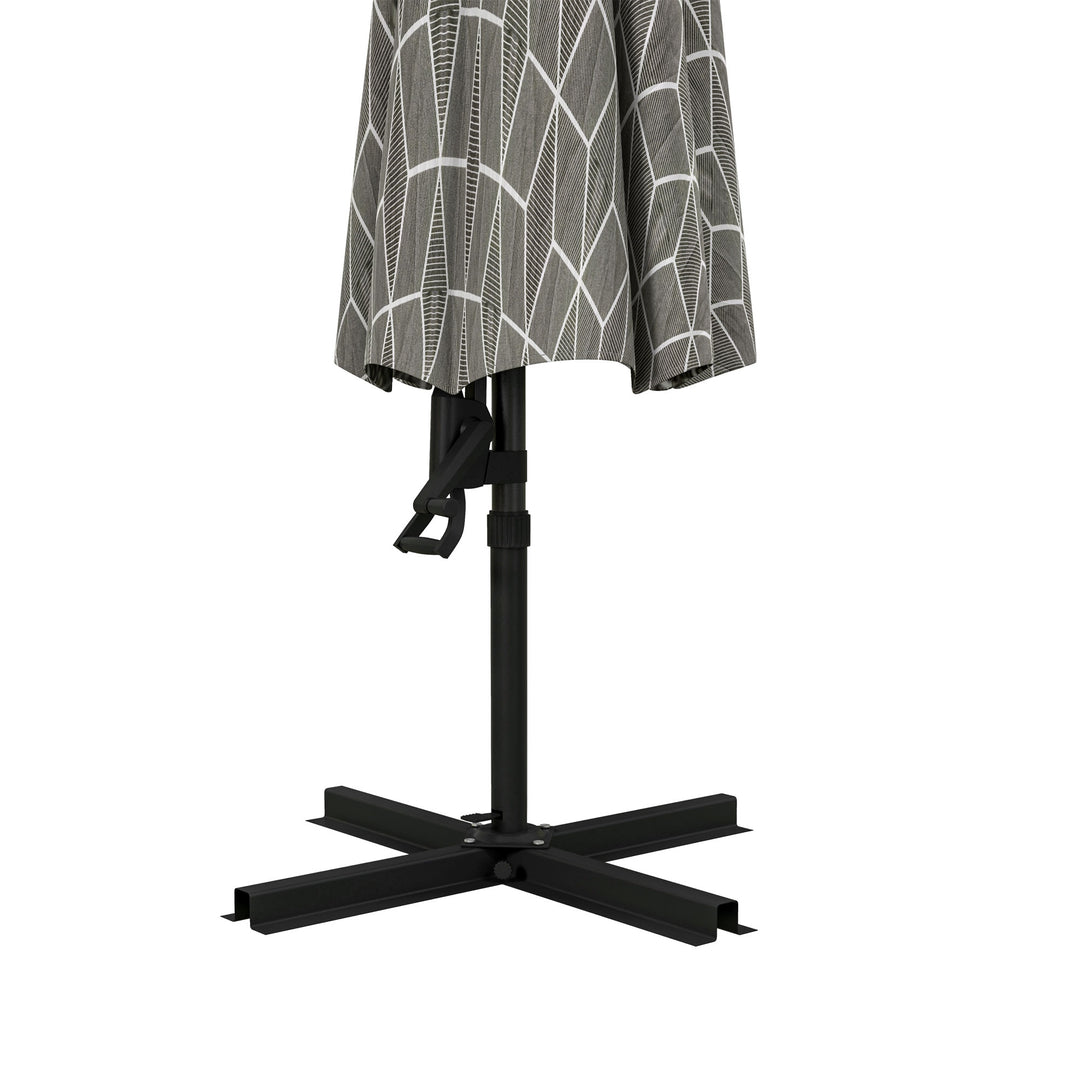 3(m) Convertible Cantilever Parasol and Centre-post Garden Parasol with Cross Base, 360° Rotation Banana Parasol with Crank Handle and 8 Ribs, Hanging Patio Umbrella, Black and White
