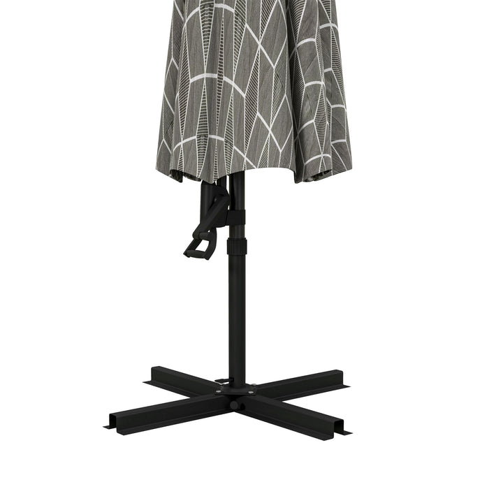 3(m) Convertible Cantilever Parasol and Centre-post Garden Parasol with Cross Base, 360° Rotation Banana Parasol with Crank Handle and 8 Ribs, Hanging Patio Umbrella, Black and White
