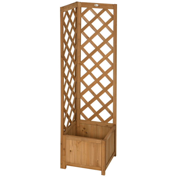 corner trellis planter Wooden Planter with Corner Trellis, Freestanding Raised Garden Bed with Drainage Bottom, Outdoor Planter Box – Modern Comfort Living