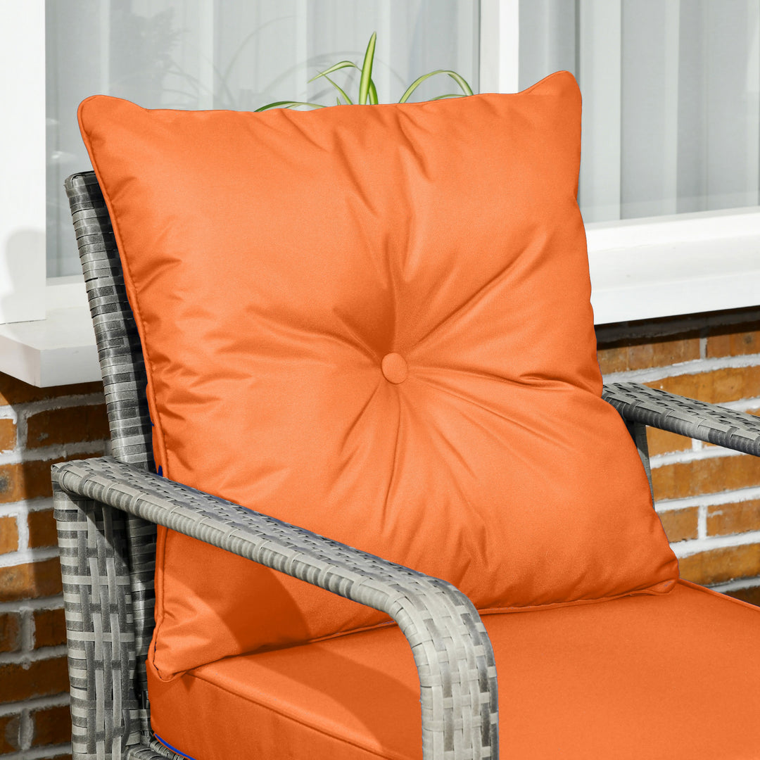 3 Pieces Rattan Bistro Set, Wicker Garden Furniture Set with Storage Coffee Table and Chairs, Thickened Cushions for Outdoor, Patio, Balcony, Orange