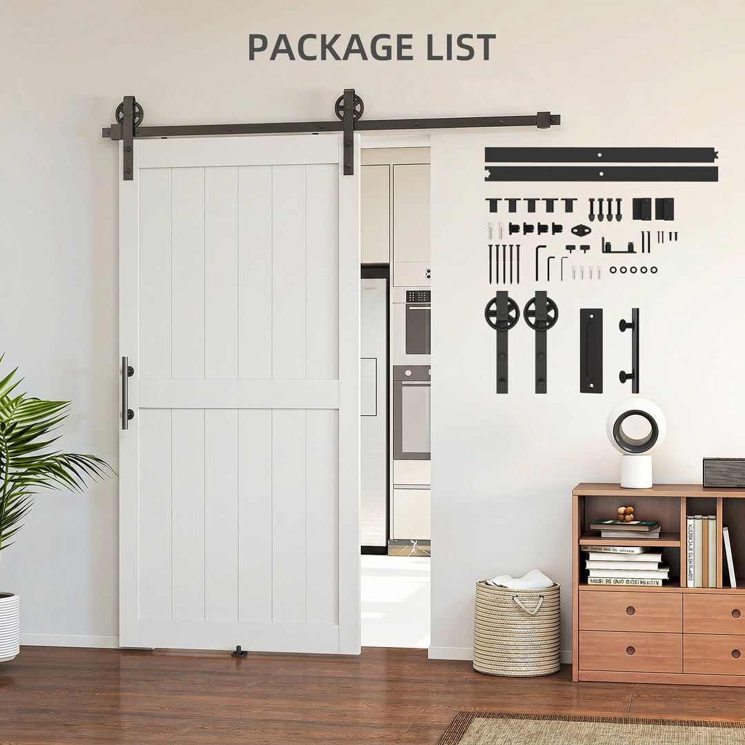 213.4cm Sliding Barn Door Kit, Sliding Door with Track, Hardware, Upgr