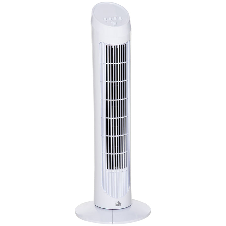 HOMCOM Oscillating Tower: 30-Inch Fan with 3 Speeds, Ultra-Slim Design for Efficient Cooling, Low Noise, White | Aosom UK