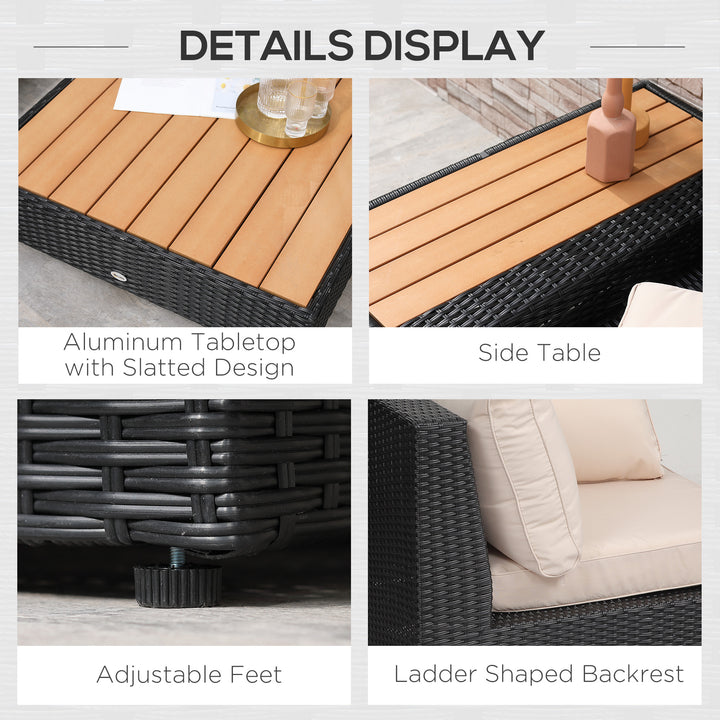 4 PCs Rattan Garden Furniture Outdoor Sectional Corner Sofa and Coffee Table Set  Conservatory Wicker Weave Furniture with Armrest and Cushions - Black
