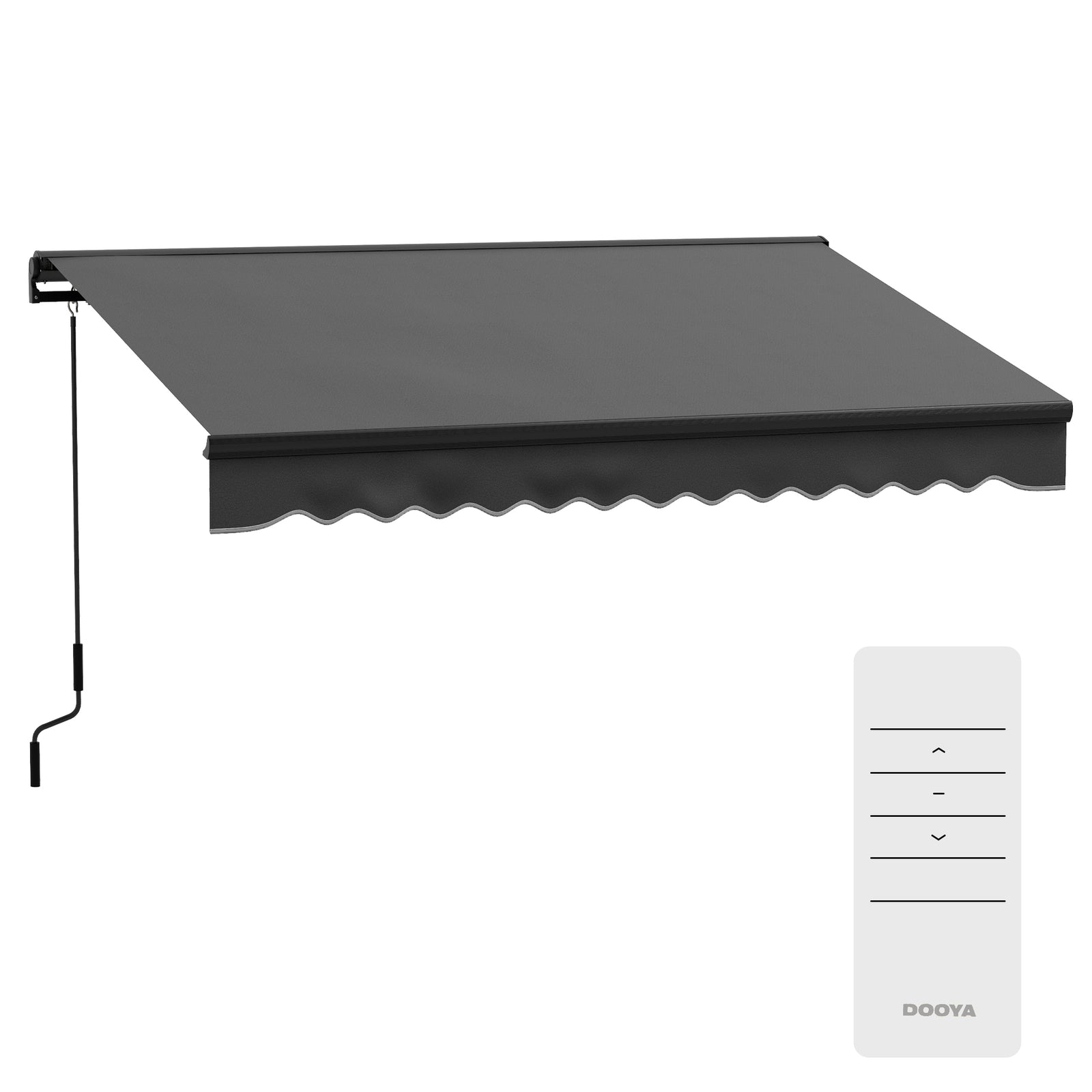 3 x 2m Aluminium Frame Electric Awning, with Remote - Dark Grey