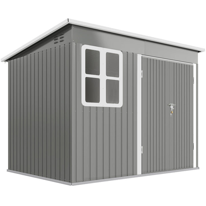 8.5 x 6ft Storage Shed Galvanised Steel Garden Shed, Metal Shed with F