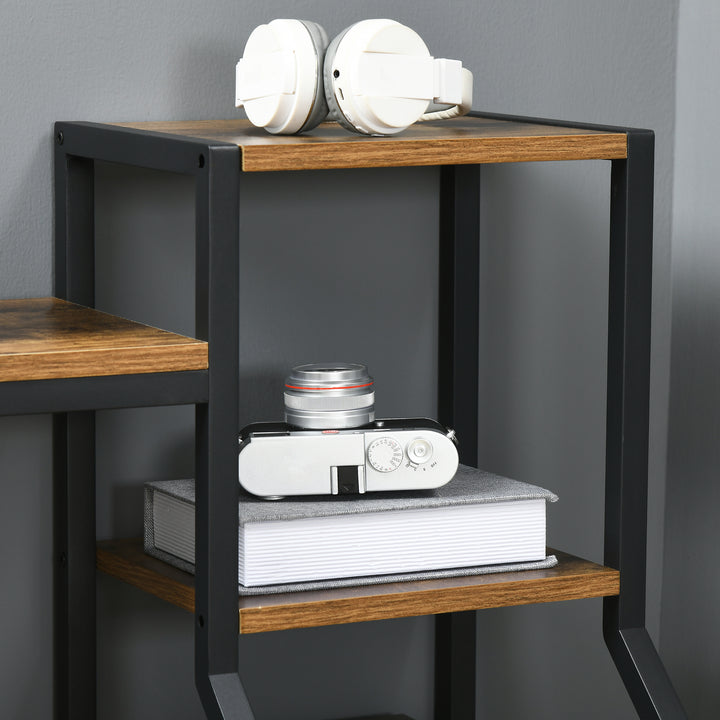 Computer Desk with Bookshelf, Industrial Writing Table with 6 Tier Storage Shelves for Home Office, Bedroom, Study, 150 x 55 x 138cm, Rustic Brown