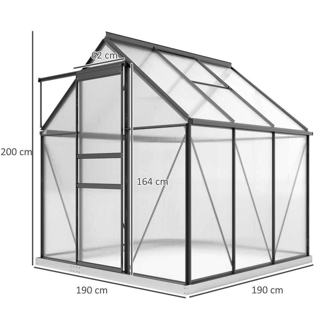190 x 190cm Walk-In Polycarbonate Greenhouse