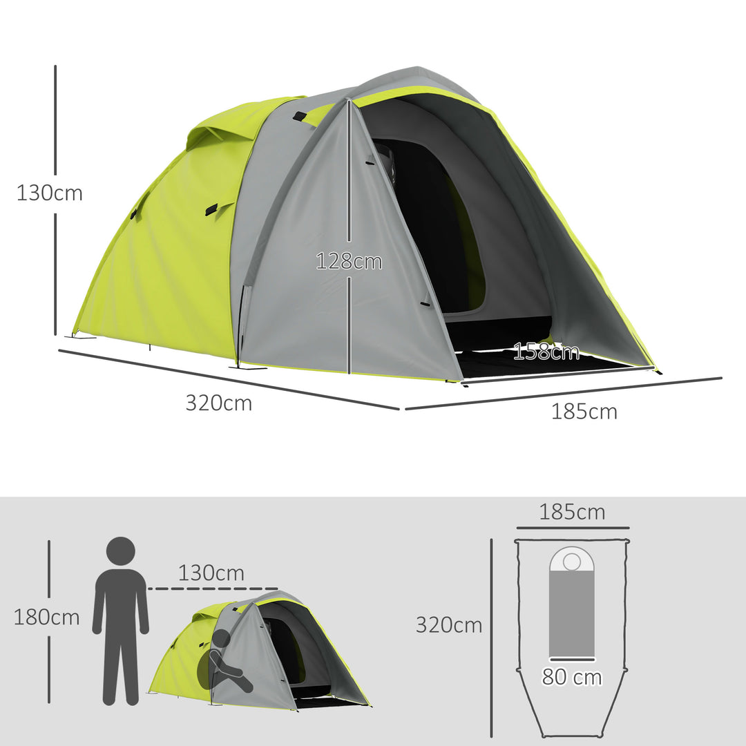 Two-Man Dome Tent, with Front Porch and Accessories - Yellow/Grey