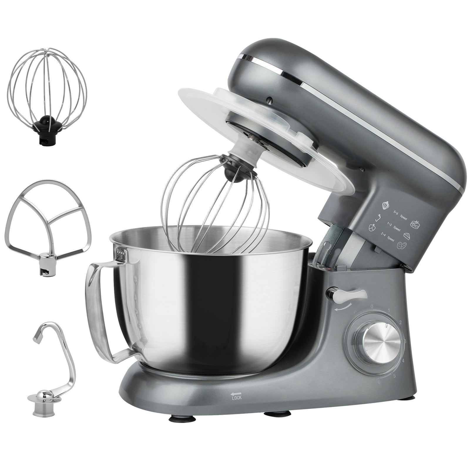 1300W Kitchen Stand Mixer, with Accessories - Silver