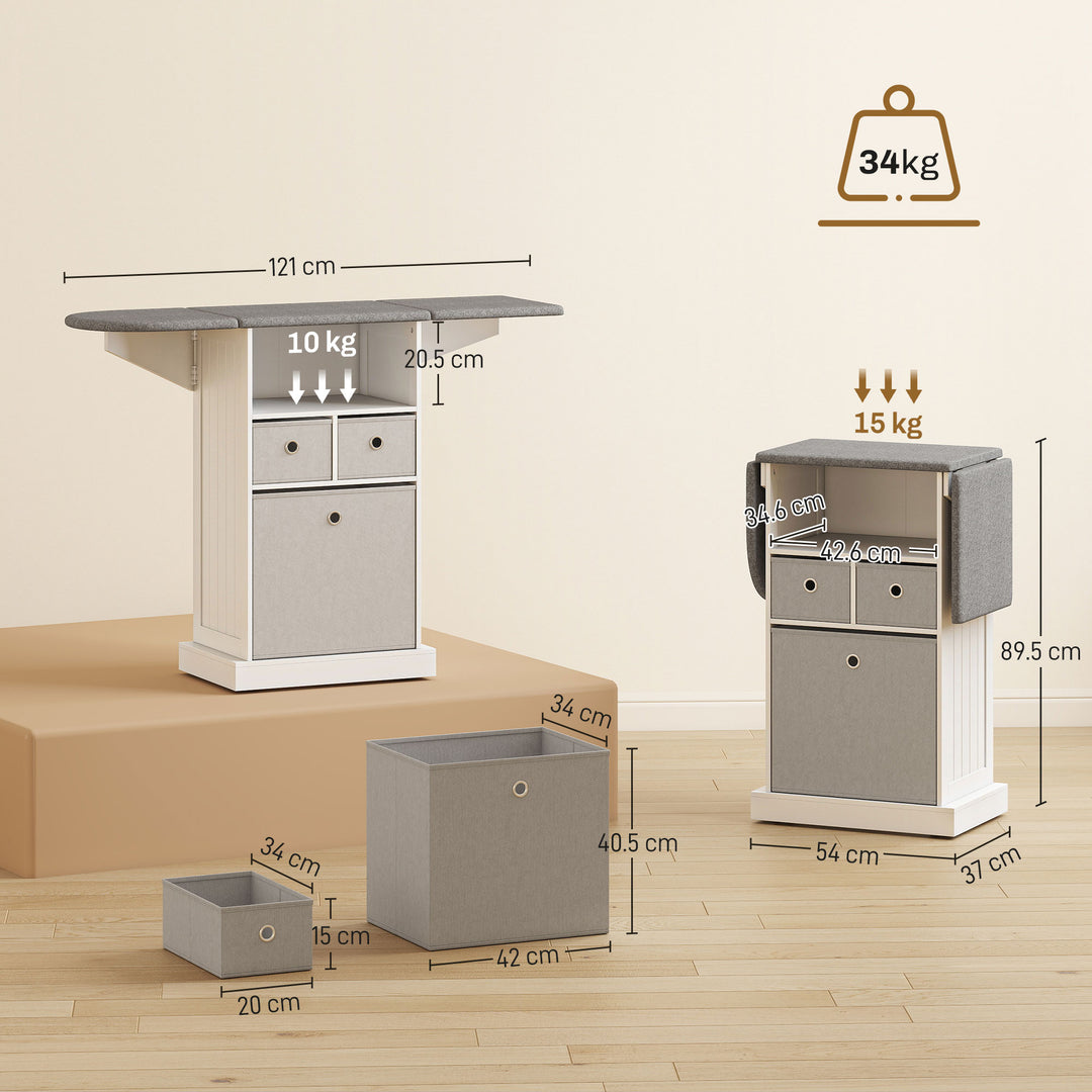 Ironing Board Cabinet on Wheels with Ironable and Foldable Top - view 3