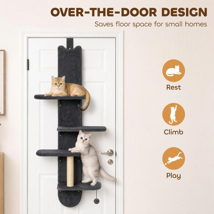 Door Hanging Cat Shelf, 4-Level Over Door Cat Climber with Platforms - view 4