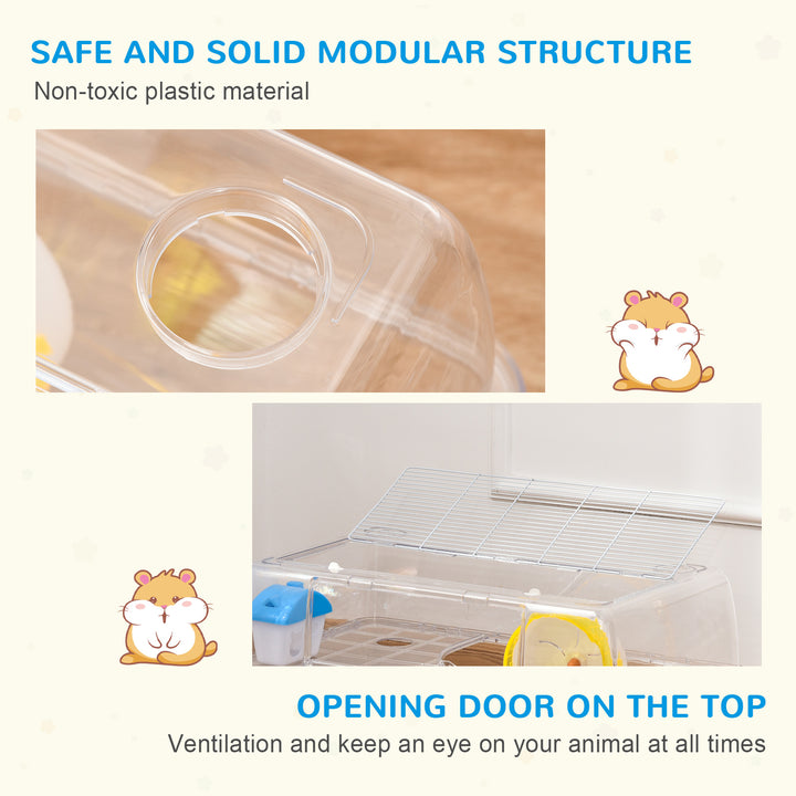 MCL Hamster Cage, 2 Tier Gerbil Cage with Running Wheel, Water Bottle, Dish