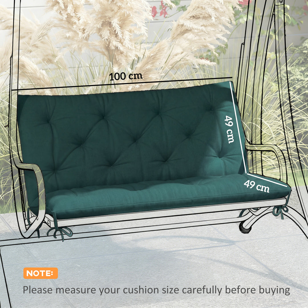 2 Seater Bench Pad, Garden Chair Cushion with Back and Ties for Indoor