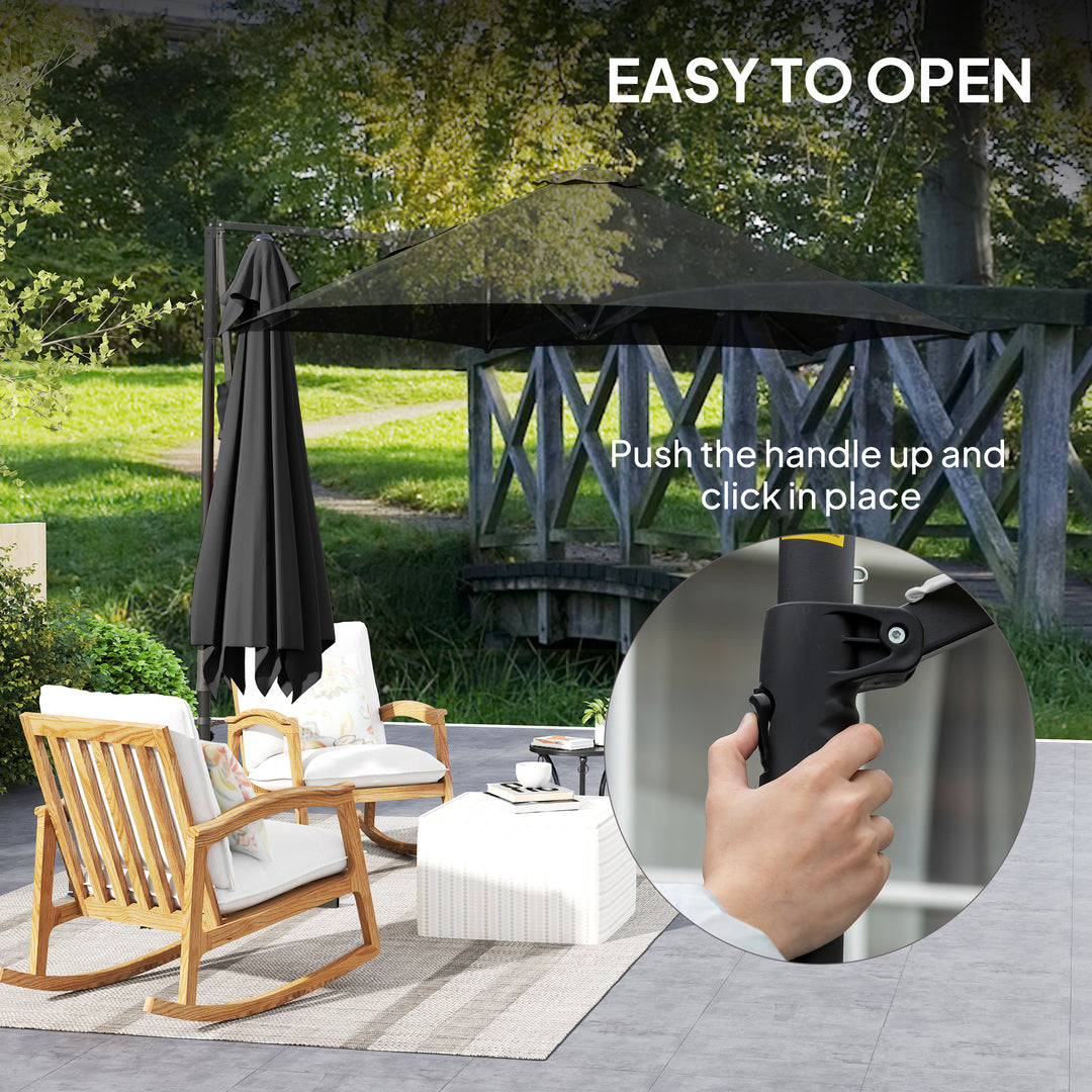 2.5m Rotating Cantilever Parasol - Black