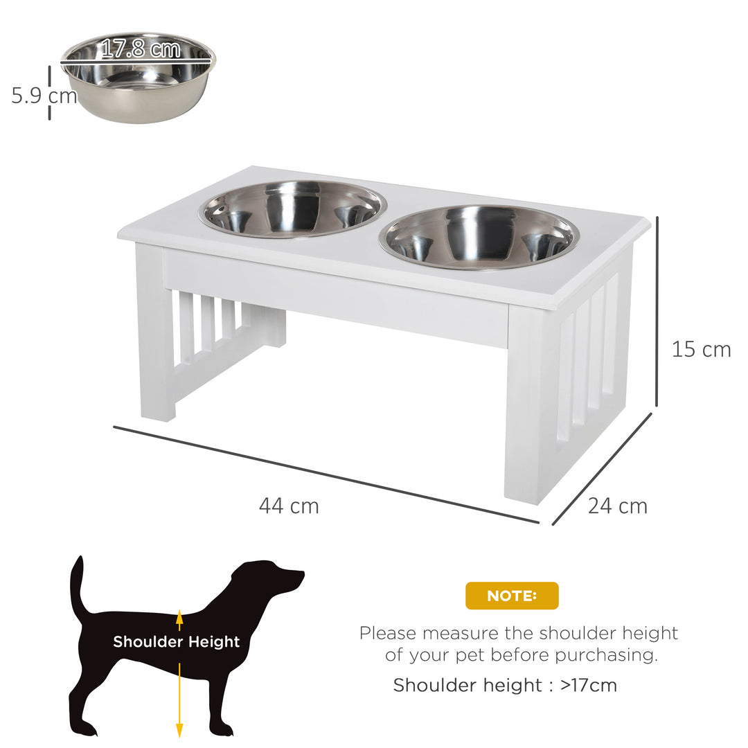 Pawhut Stainless Steel Pet Feeder, Durable & Easy to Clean, Ideal for Cats & Dogs, 43.7Lx24Wx15H cm, White | Aosom UK