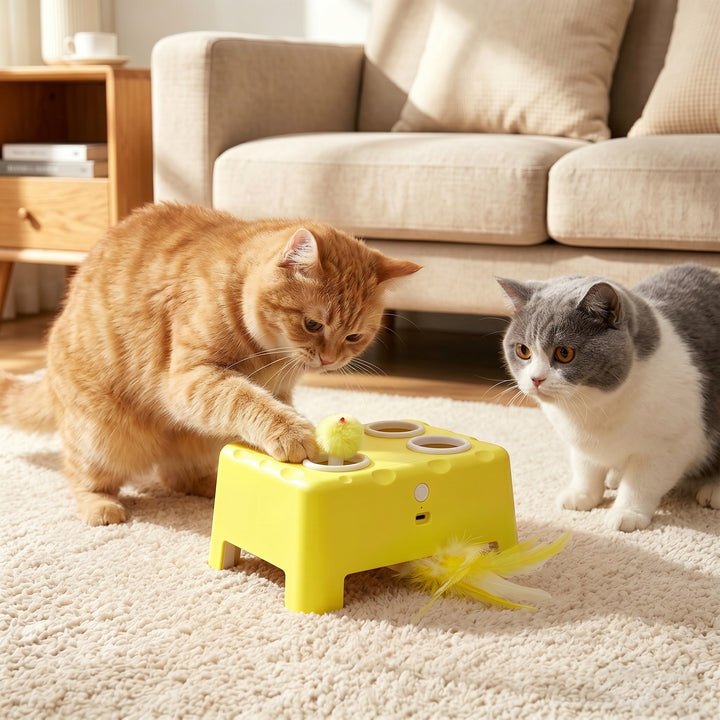 3 in 1 Interactive Cat Toys with Mouse &amp; Feather Teaser Toy Rechargeab
