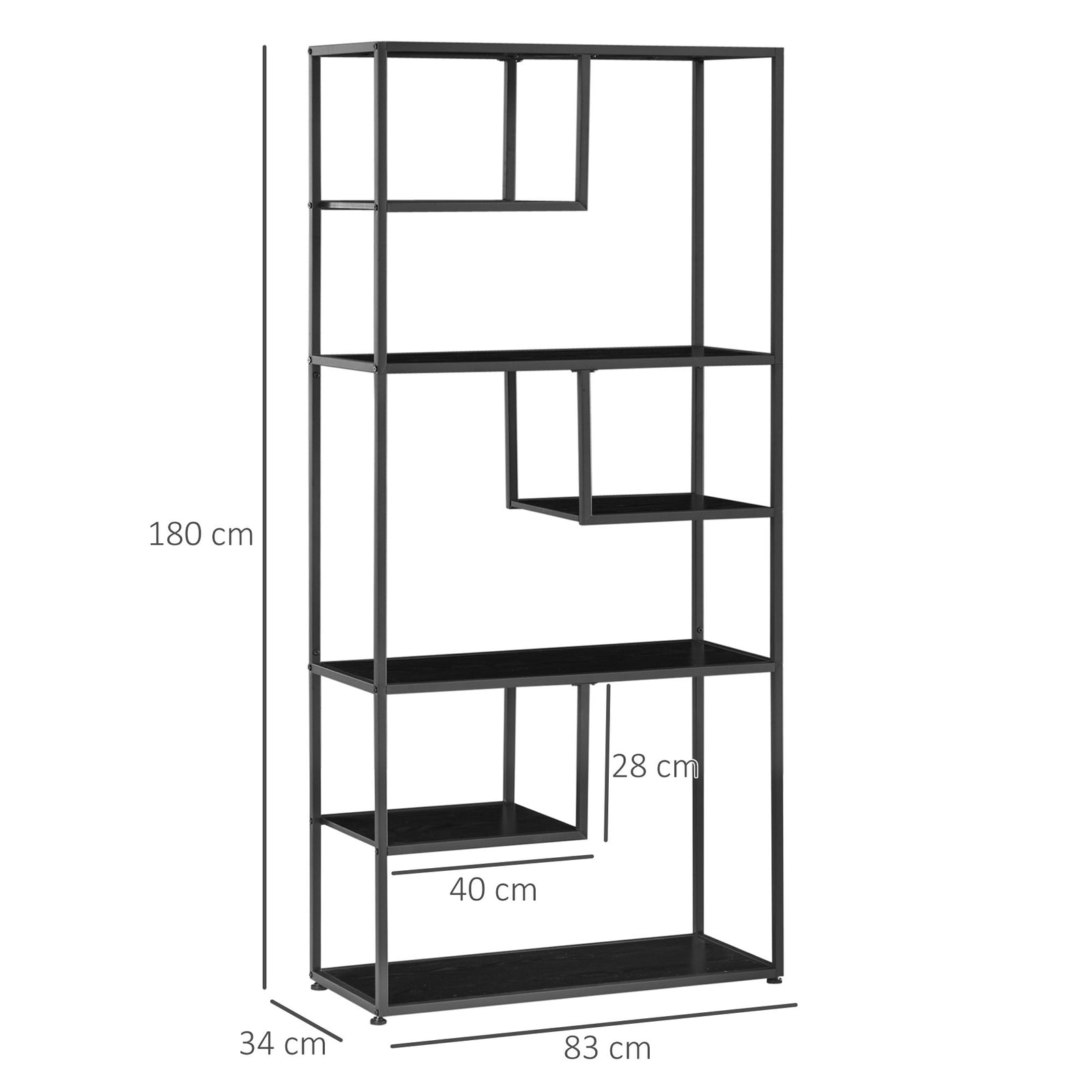Industrial Accent Display Rack 7 Tier Bookcase, Display Rack for Livin