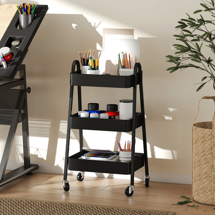 Three-Tier Storage Trolley - Black