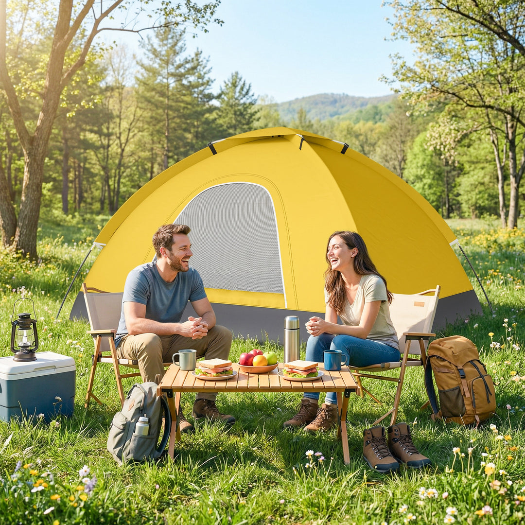 2 Person Camping Tent, Dome Tent with Zipped Doors, Storage Pocket, Po