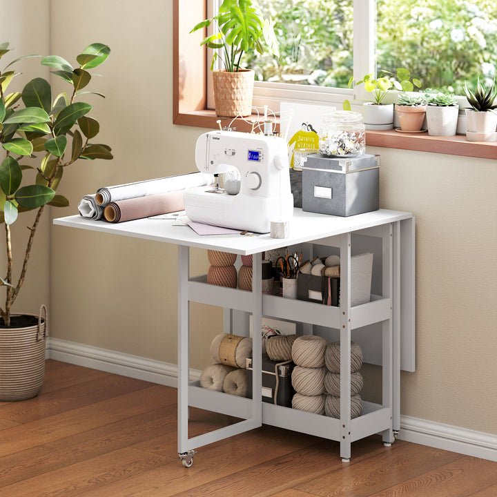 Four-Person Drop Leaf Table - White