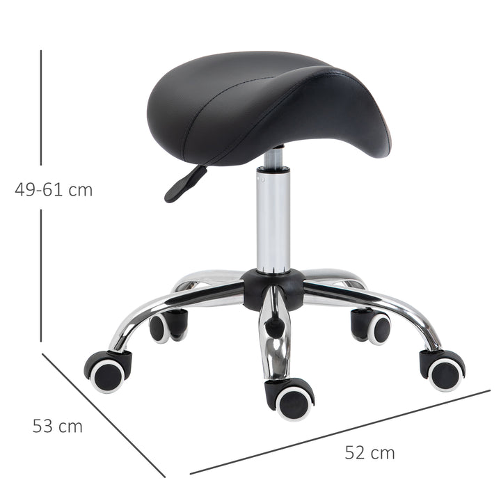 MCL Cosmetic Stool 360° Rotate Height Adjustable Salon Massage Spa Chair Hydraulic Rolling Faux Leather Saddle Stool Mobility, Black
