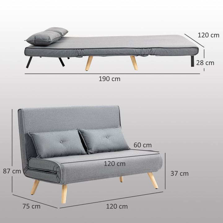 Two-Seater Linen-Look Sofa Bed - Grey