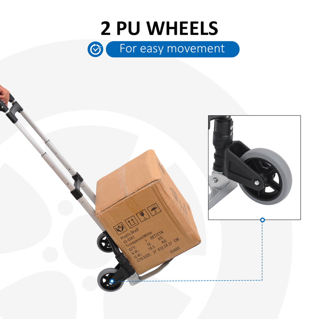 MCL Aluminium Folding Hand Truck Trolley, Heavy Duty Foldable Sack Cart with Adjustable Telescoping Handle, 70KG Load Capacity