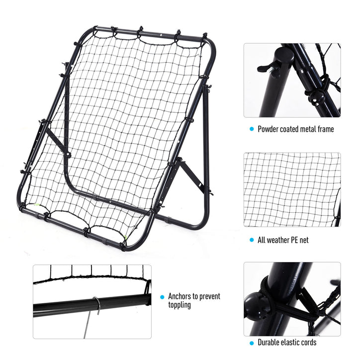 MCL Adjustable Rebounder Net Kickback Target Goal for Teens Adults Training, Black