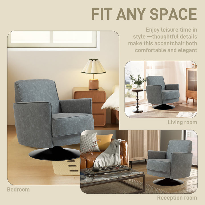 Upholstered Swivel Accent Chair with Thick Padding