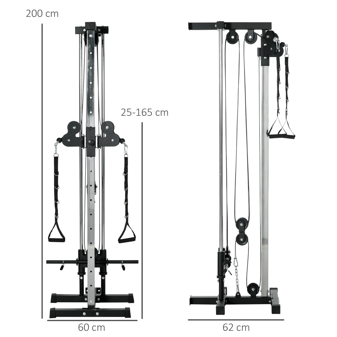 SPORTNOW Wall Mount Cable Machine, 15 Positions Adjustable Cable Crossover Machine Dual Pulley System for Home Gym