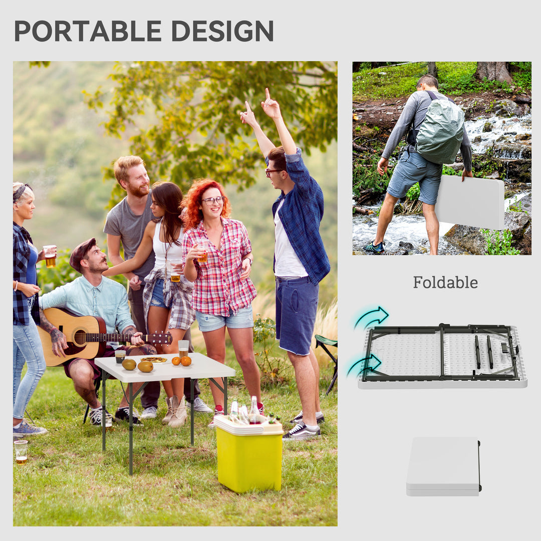 34/74cm Folding Camping Table, with Handle - White