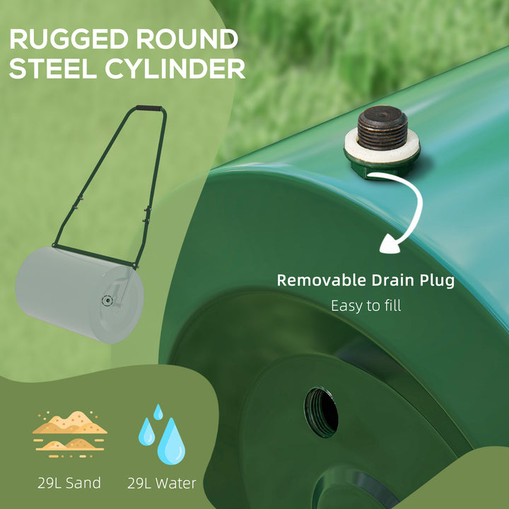 63 L Heavy Duty Water Or Sand Filled Φ30cm Garden Steel Lawn Roller Drum - Dark Green