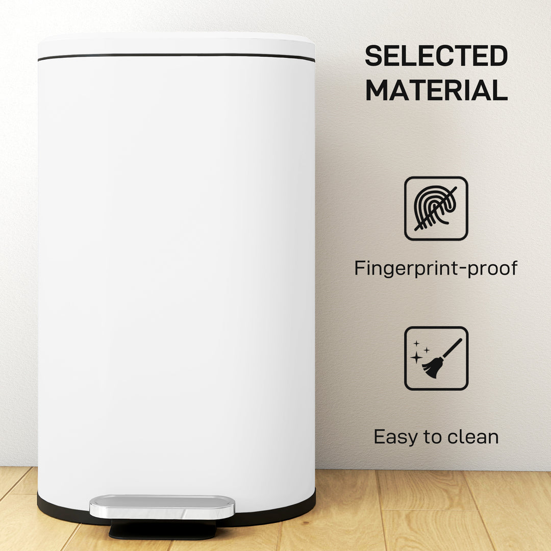30 L Modern Curved Kitchen Bin - White