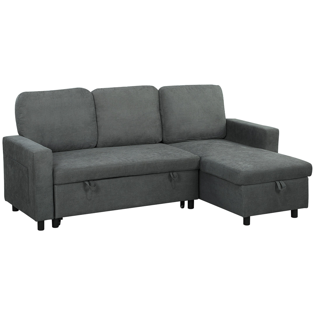 L Sofa Bed, with Storage - Charcoal Grey