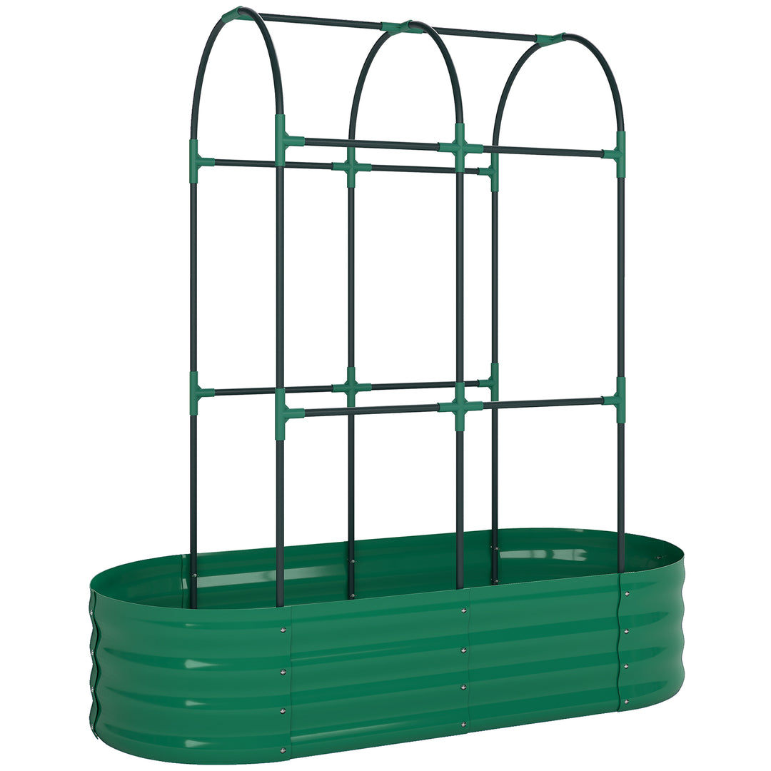 Galvanised Raised Garden Bed with Arched Trellis, 4 x 2 x 4.6ft Metal 