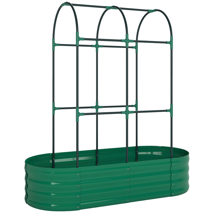 Galvanised Raised Garden Bed with Arched Trellis, 4 x 2 x 4.6ft Metal 
