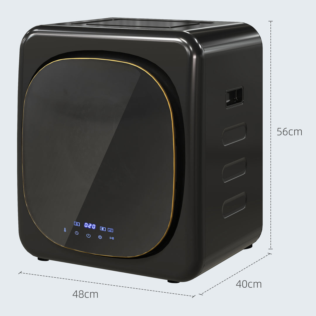 4kg Vented Tumble Dryer with Deodorize, Smart Mode, 800W Compact Tumble Dryer with Stainless Steel Tub, Front Load, for Flat, Home, RVs, Black