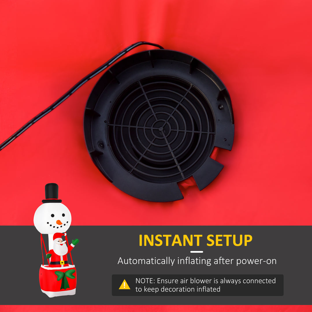 MCL 8ft Christmas Inflatable Decoration with Santa Claus on Snowman Hot Air Balloon, Blow Up Xmas Decor for Outdoor Indoor