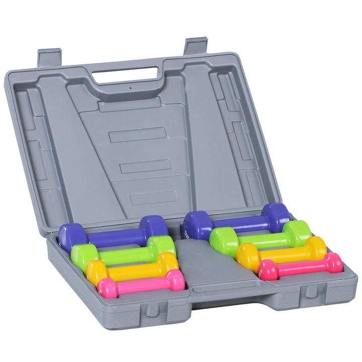 10KG Dumbbells Set with Carry Case, Hand Weights for Women and Men Home Gym Weight Lifting Training, Red, Yellow, Green, Purple