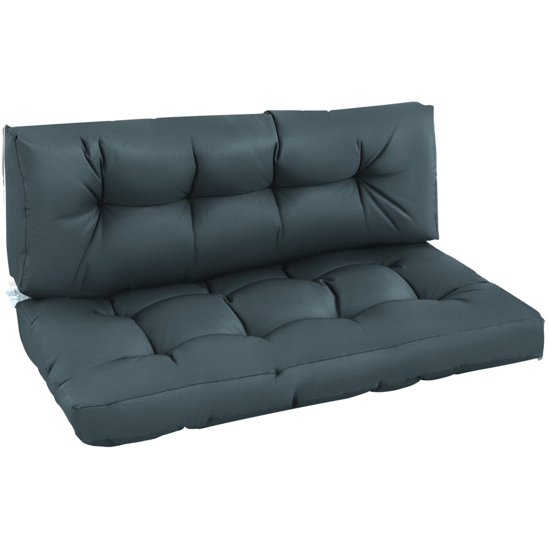 2Pcs Garden Tufted Pallet Cushion Seat Pad Back Cushion Patio for Indoor Outdoor Use, Dark Grey