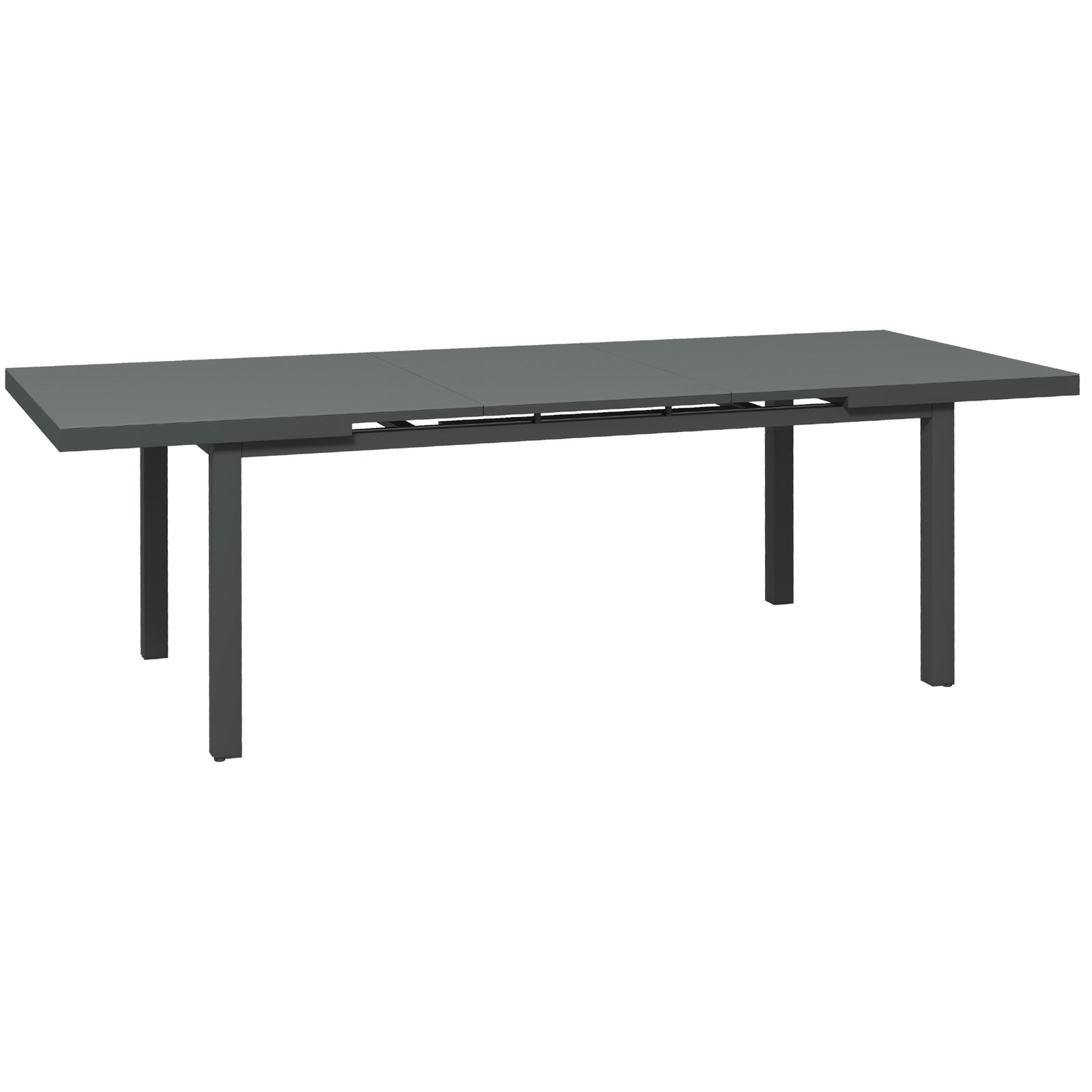 Aluminium Garden Table for 6-8, 246 cm Extending Outdoor Dining Table Rectangle for Patio, Balcony - Charcoal Grey
