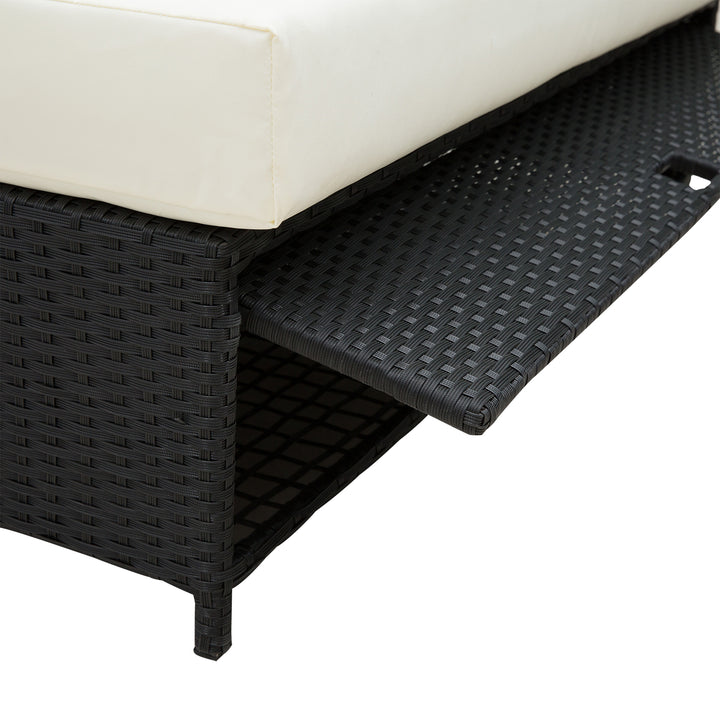 Rattan 2-Seater Sofa Sun Lounger Bed-Black