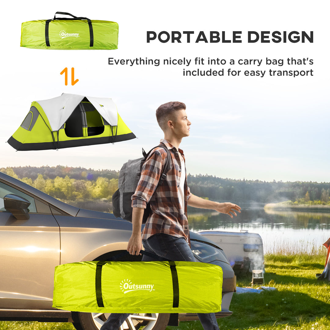 Camping Tent for 6-8 Man with 2000mm Waterproof Rainfly and Carry Bag for Fishing Hiking Festival, Yellow
