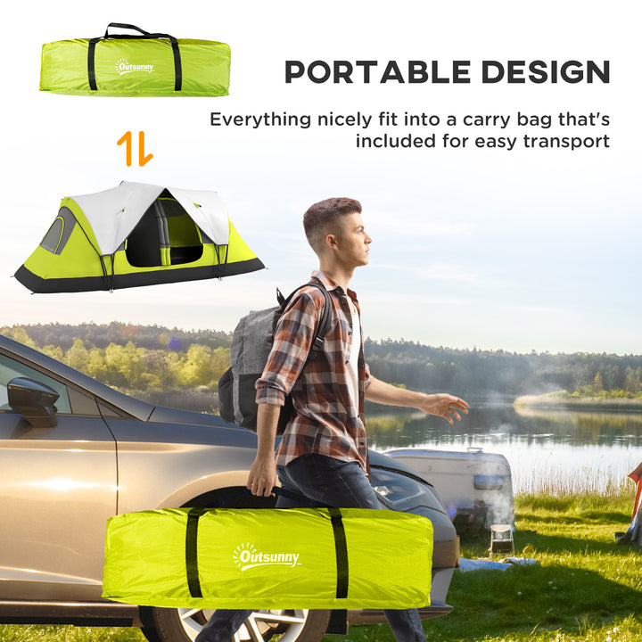 Camping Tent for 6-8 Man with 2000mm Waterproof Rainfly and Carry Bag for Fishing Hiking Festival, Yellow