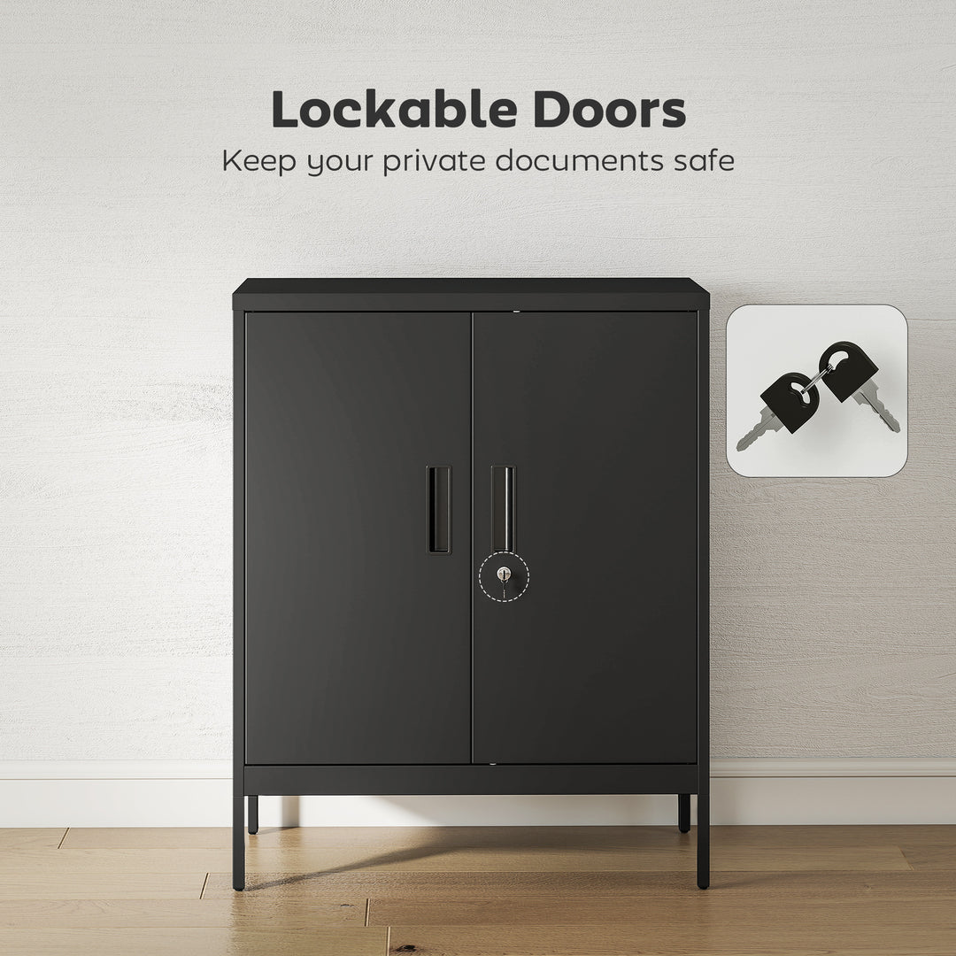 Metal Storage Cabinet with Lock and Adjustable Shelves